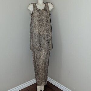 Halston Intimates Gauzy Cheetah Print Lounge wear set sz L Pajamas